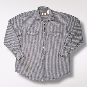 Western Plains Striped Western Snap Shirt Blue Red Large